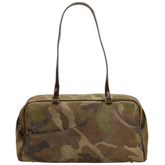 Vintage Authentic Dior Green Camouflage Shoulder Bag France MEDIUM