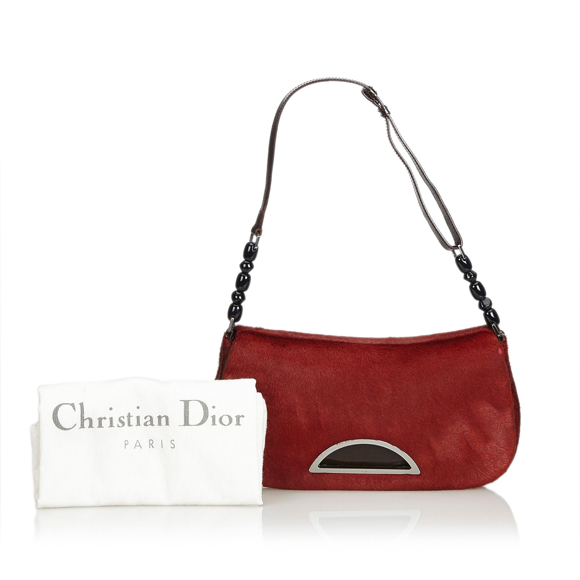 Vintage Authentic Dior Red Dark Malice Baguette France w Dust Bag SMALL 4