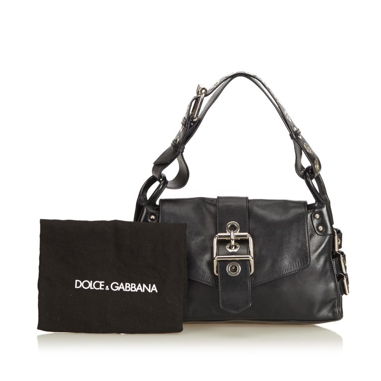 Vintage Authentic Dolce Gabbana Leather Shoulder Bag Italy w Dust Bag MEDIUM at 1stDibs