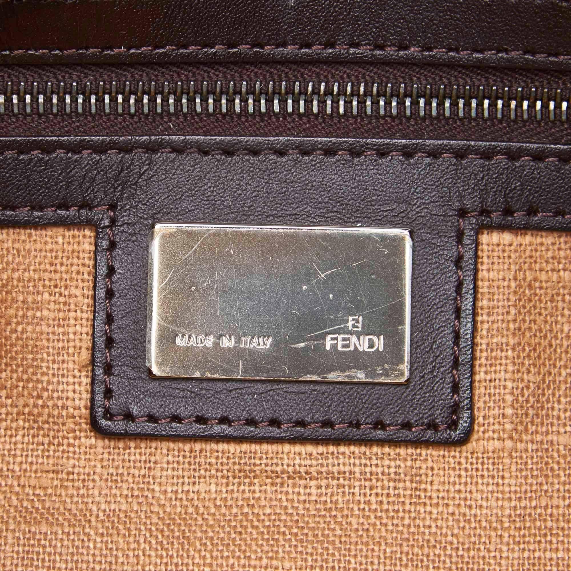 Black Vintage Authentic Fendi Animal Printed Oyster Shoulder Bag w Dust Bag MEDIUM 