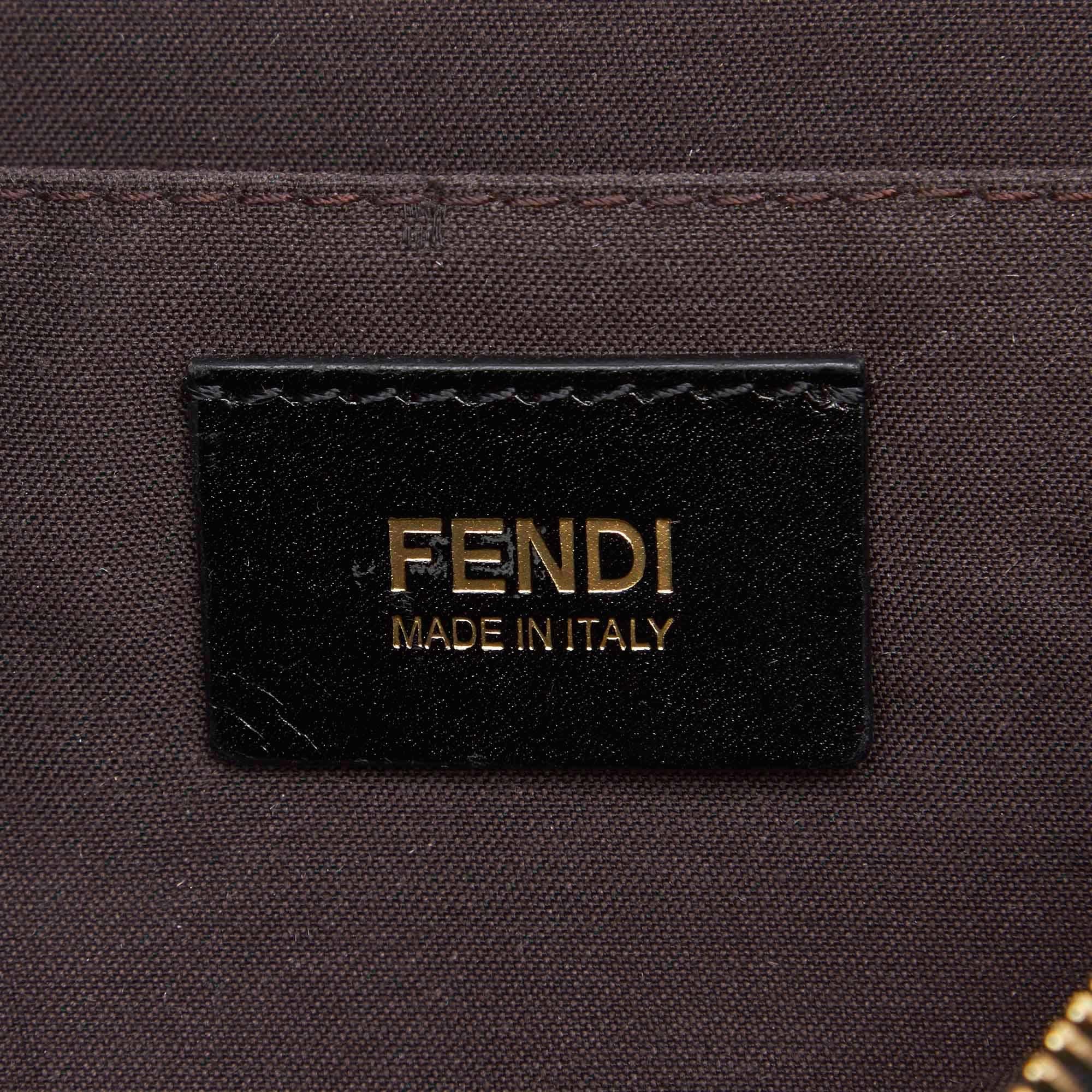 Vintage Authentic Fendi Black Canvas Fabric Zucca Mia Hobo Bag Italy LARGE  For Sale 2
