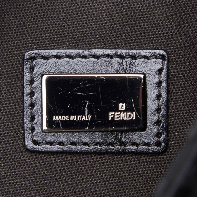 Vintage Authentic Fendi Black Canvas Fabric Zucchino Crossbody Bag ...