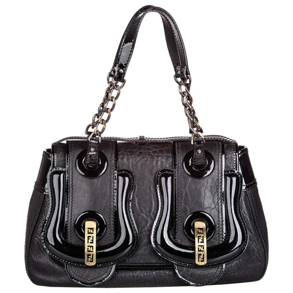 Vintage Authentic Fendi Black Nylon Fabric Shoulder Bag Italy MEDIUM ...