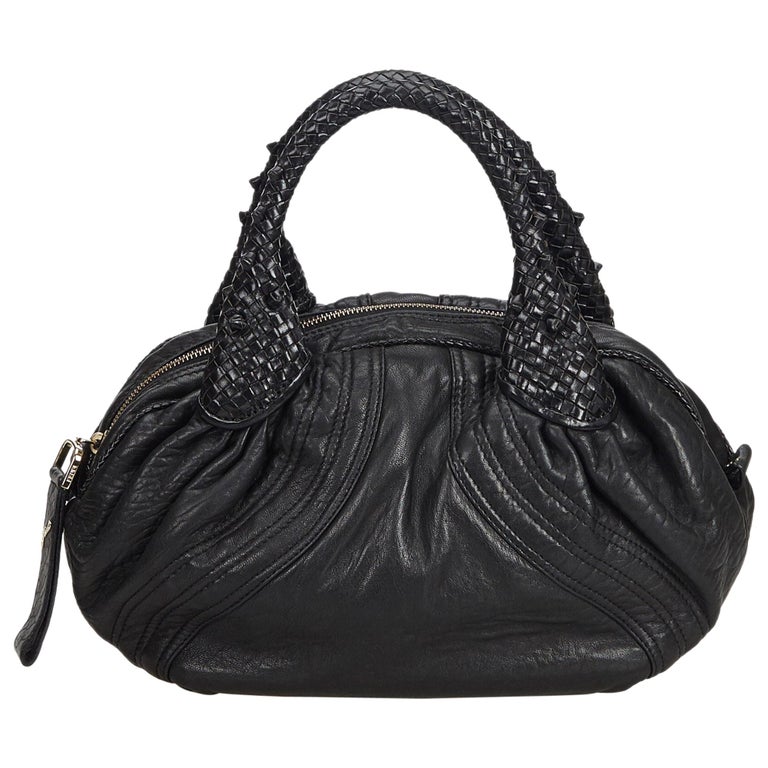 Vintage Authentic Fendi Black Leather Mini Spy Hobo Bag Italy MINI For ...