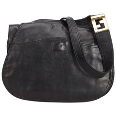 Vintage Authentic Fendi Black Leather Shoulder Bag Italy MEDIUM