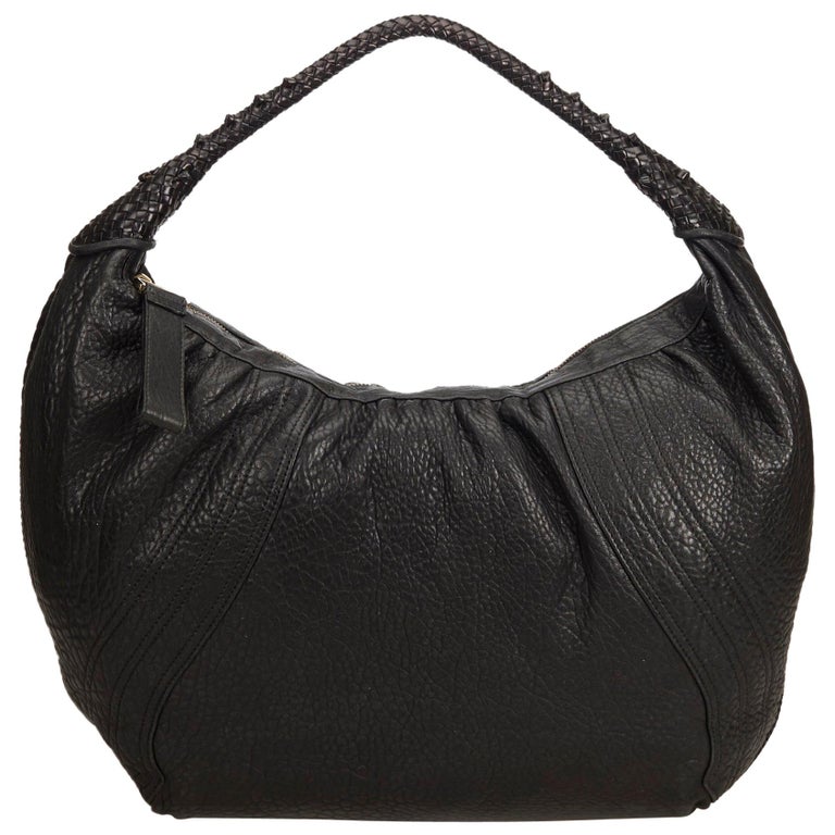 Vintage Authentic Fendi Black Leather Spy Hobo Bag Italy LARGE For Sale ...