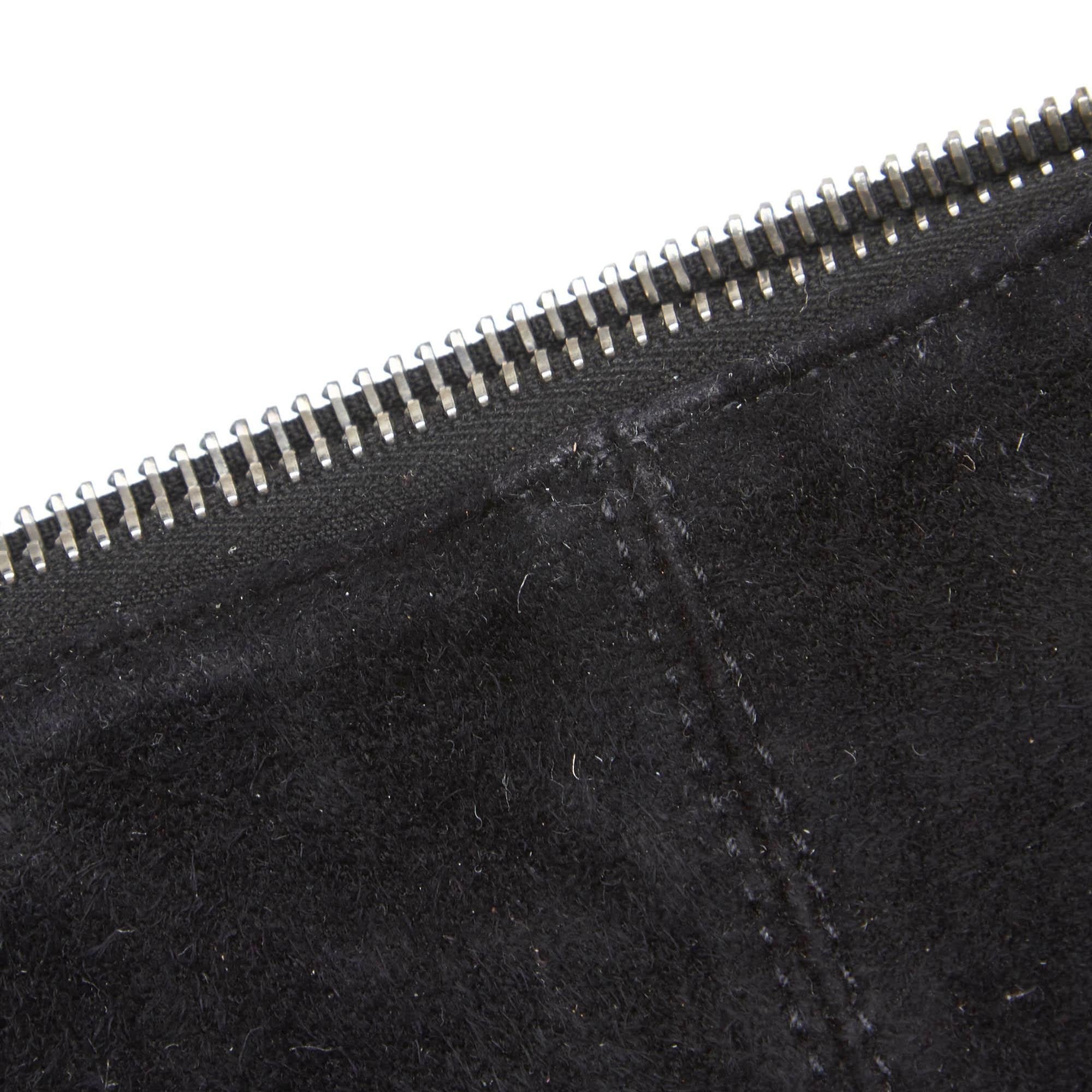 Vintage Authentic Fendi Black Suede Leather Metal Baguette Italy SMALL 6