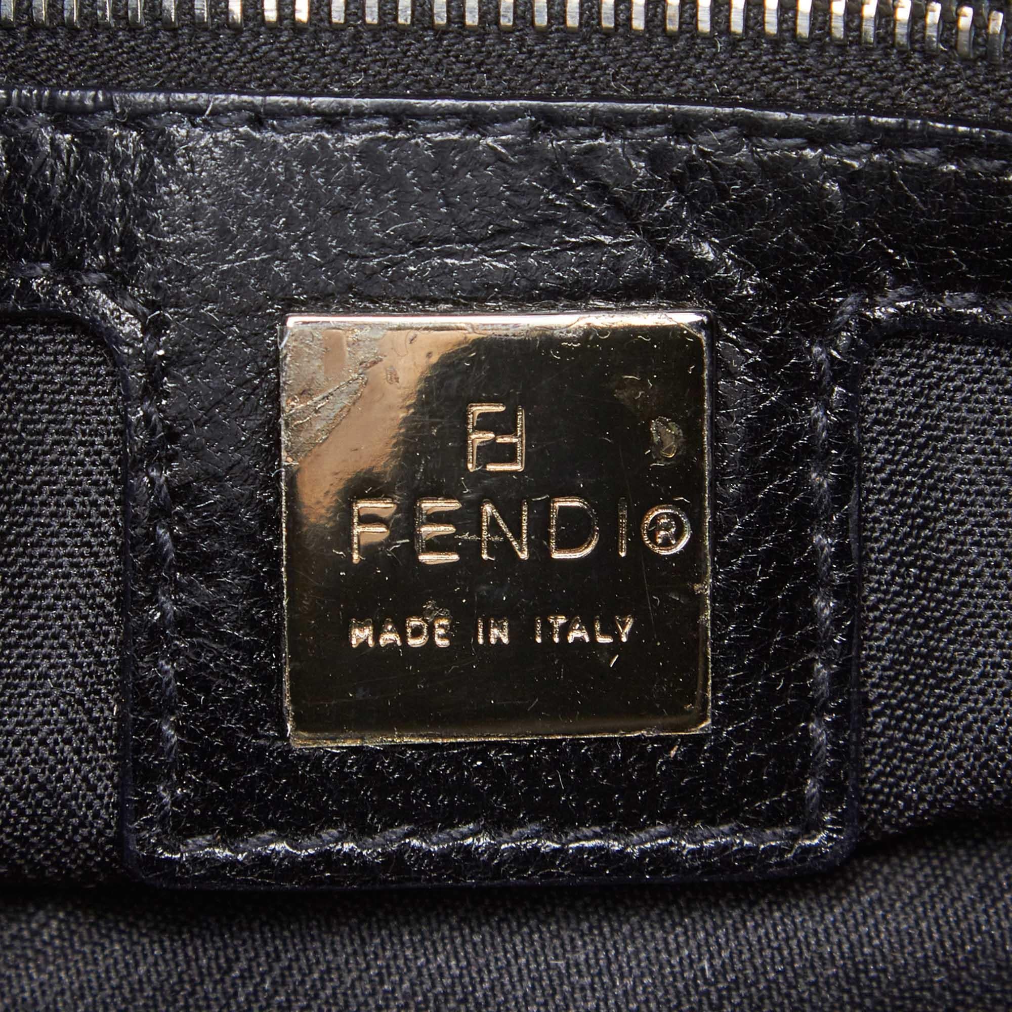 Vintage Authentic Fendi Black Suede Leather Metal Baguette Italy SMALL 2