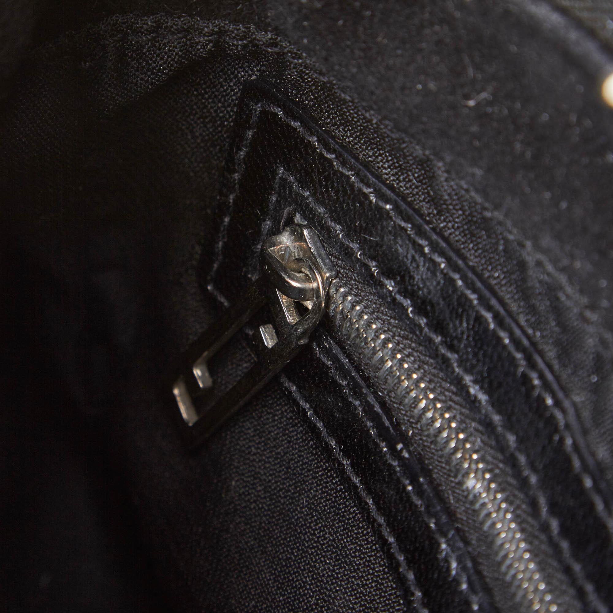 Vintage Authentic Fendi Black Suede Leather Metal Baguette Italy SMALL 4