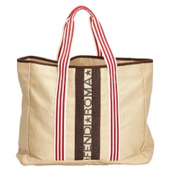 Vintage Authentic Fendi Brown Canvas Fabric Tote Bag Italy w Dust Bag LARGE