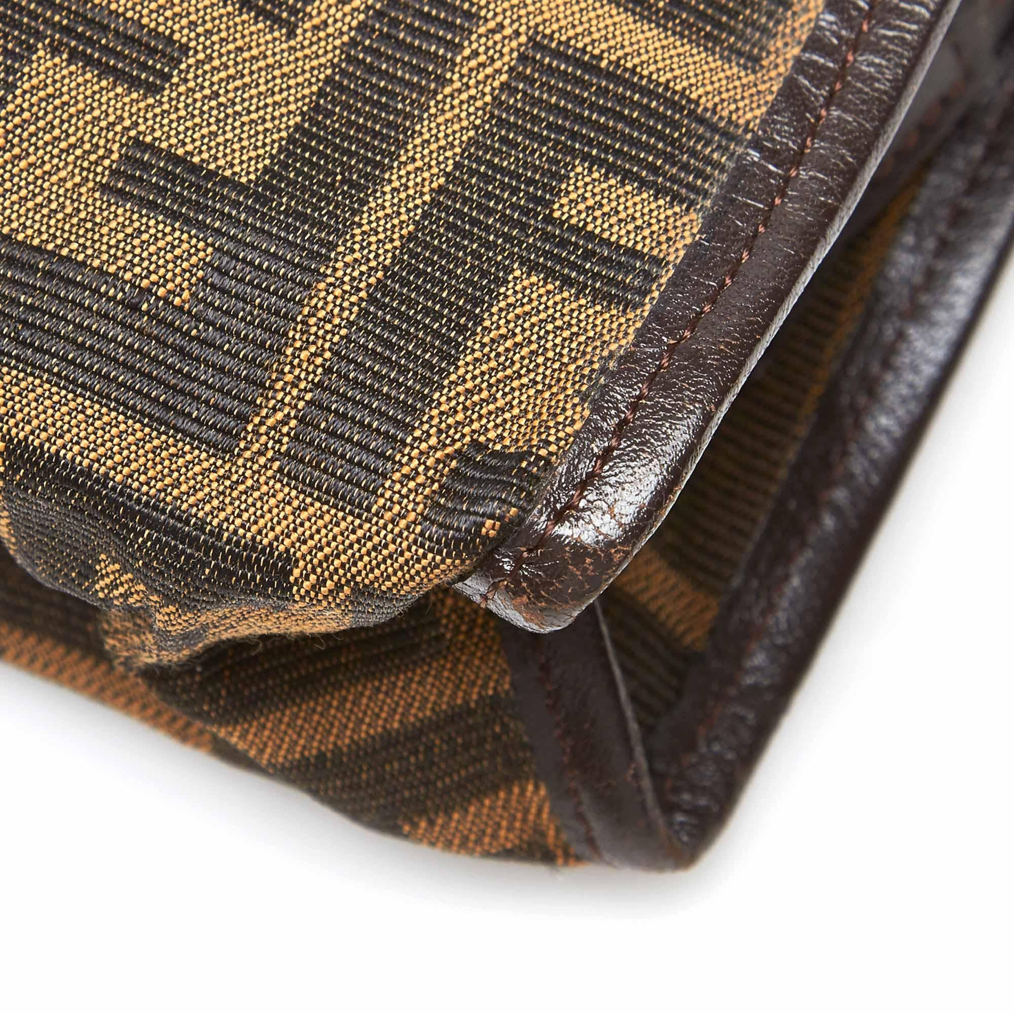 Vintage Authentic Fendi Brown Canvas Fabric Zucca Clutch Bag Italy SMALL 1