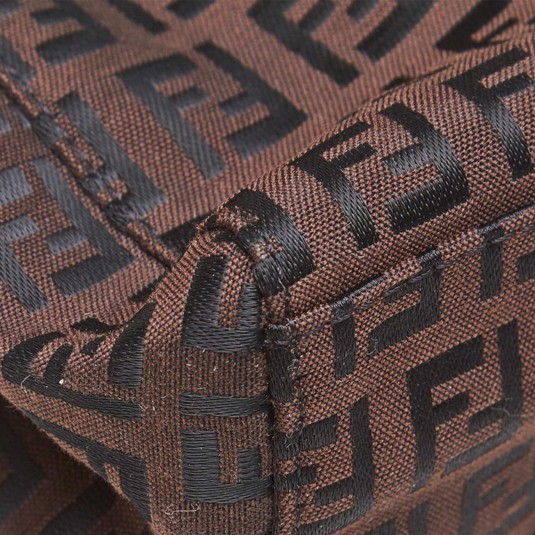 Vintage Authentic Fendi Brown Canvas Fabric Zucchino Tote Bag ITALY ...