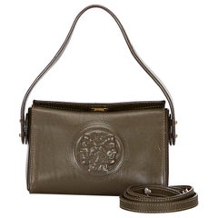 Vintage Authentic Fendi Brown Khaki Leather Satchel ITALY w/ Dust Bag SMALL 