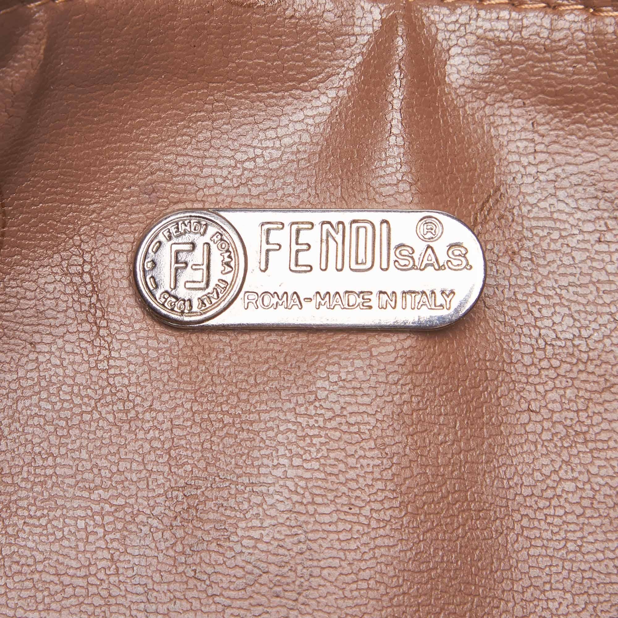 Vintage Authentic Fendi Brown Zucchino Clutch Bag Italy SMALL  2