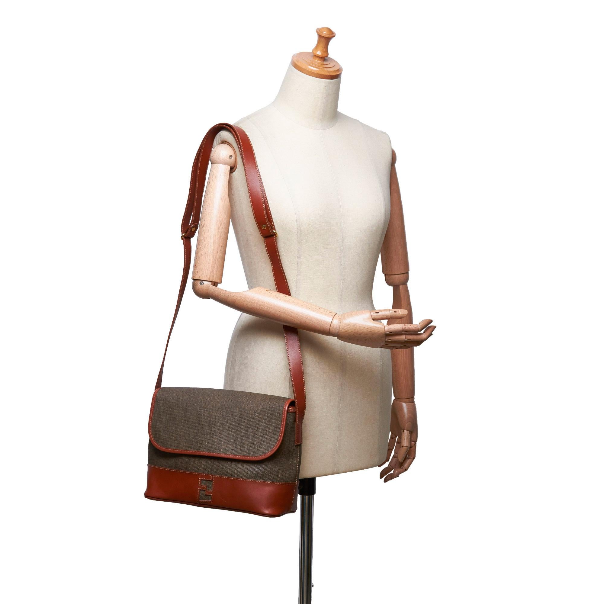 Vintage Authentic Fendi Khaki PVC Plastic Crossbody Bag Italy w Dust Bag MEDIUM 6