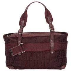 Vintage Authentic Fendi Purple Canvas Fabric Zucca Handbag Italy MEDIUM