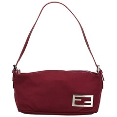 Vintage Authentic Fendi Red Baguette Italy w Dust Bag SMALL