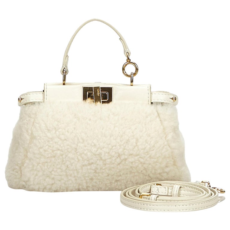 off white shearling bag