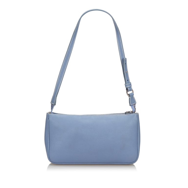 Vintage Authentic Ferragamo Blue Light Blue Leather Shoulder Bag Italy ...