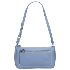 Vintage Authentic Ferragamo Blue Light Blue Leather Shoulder Bag Italy SMALL 