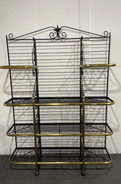 Vintage French Baker's Rack, Wrought Iron & Brass, Circa 1950s, Paris