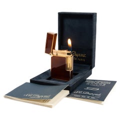 Vintage Authentic Gold plated Ligne 2 ST Dupont Lighter in Fire Lacquer 1990s