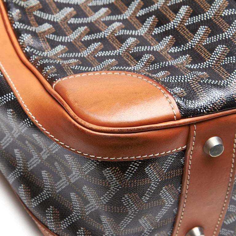 Vintage Authentic Goyard Black Goyardine Ambassade MM Briefcase France