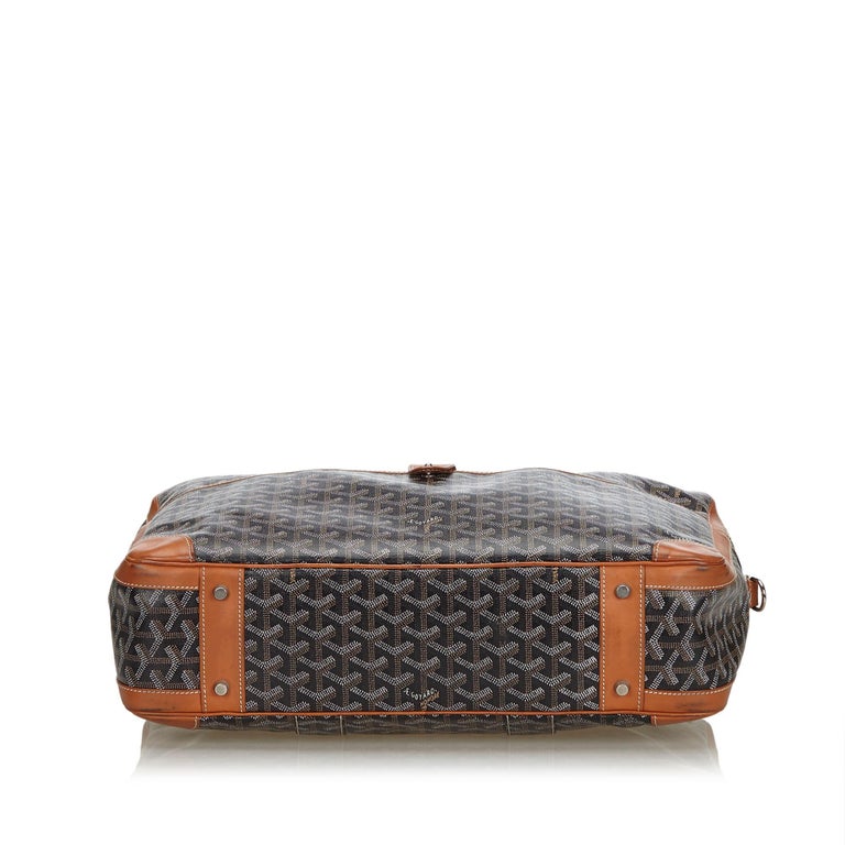 Vintage Authentic Goyard Black Goyardine Ambassade MM Briefcase France