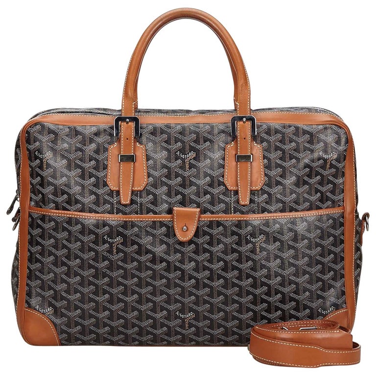 Vintage Authentic Goyard Black Goyardine Ambassade MM Briefcase France