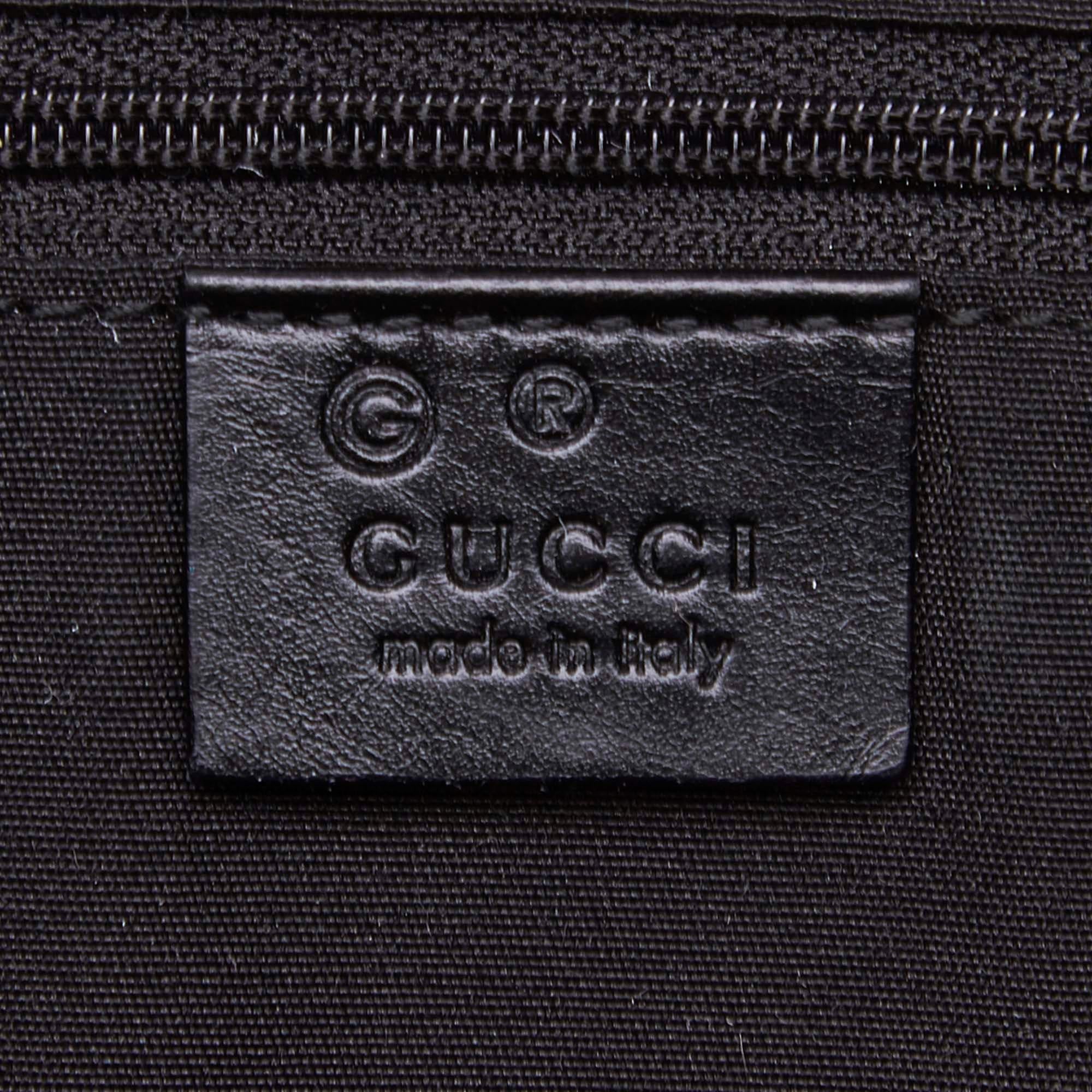 Vintage Authentic Gucci Black Canvas Fabric GG Shoulder Bag Italy LARGE  For Sale 2