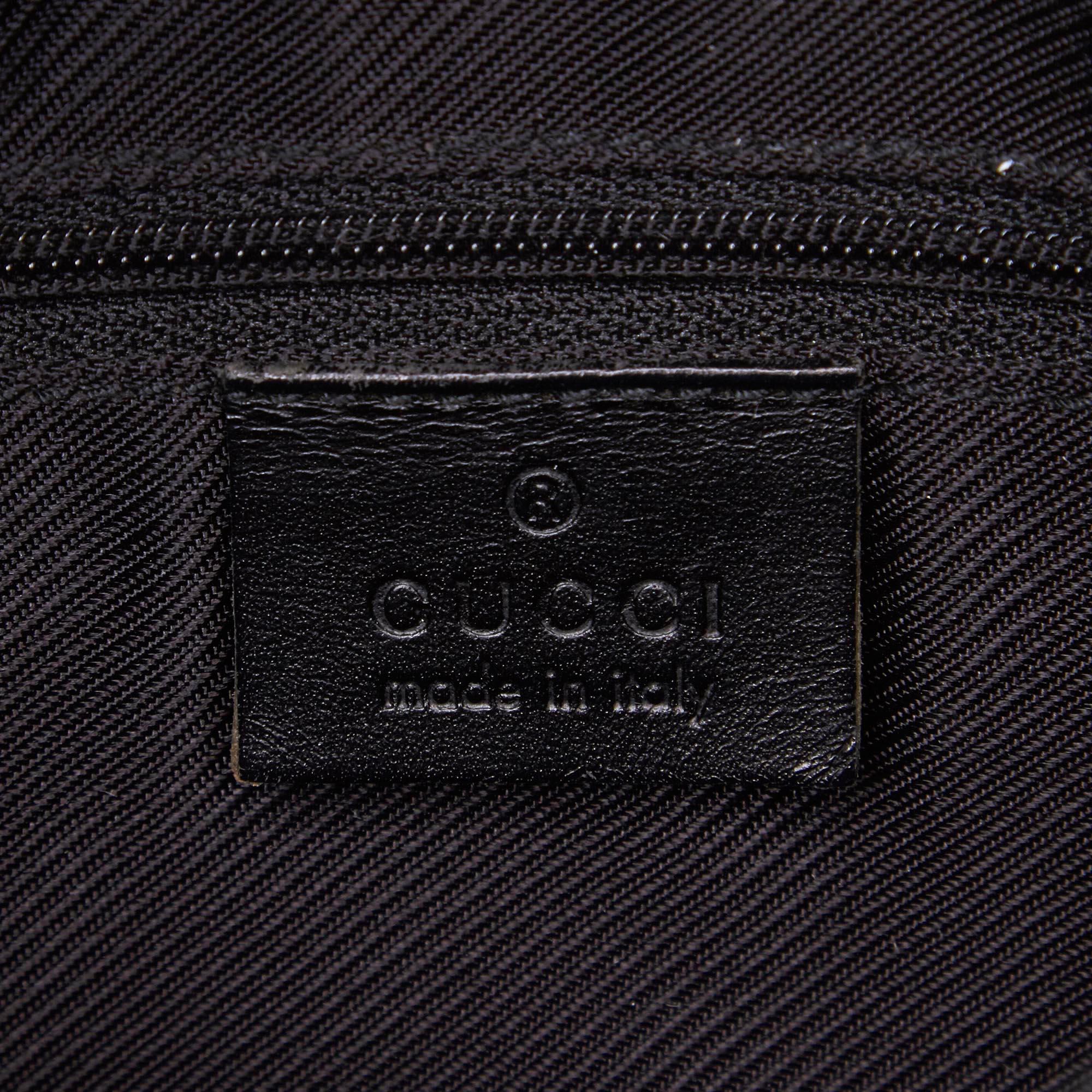 Vintage Authentic Gucci Black Canvas Fabric GG Shoulder Bag Italy MEDIUM  2