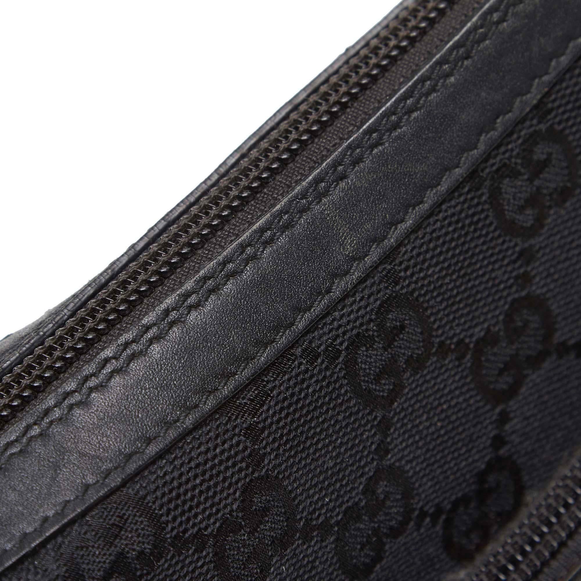 Vintage Authentic Gucci Black Canvas Fabric GG Shoulder Bag Italy MEDIUM  5
