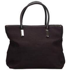 Vintage Authentic Gucci Black Canvas Fabric Tote Bag Italy LARGE