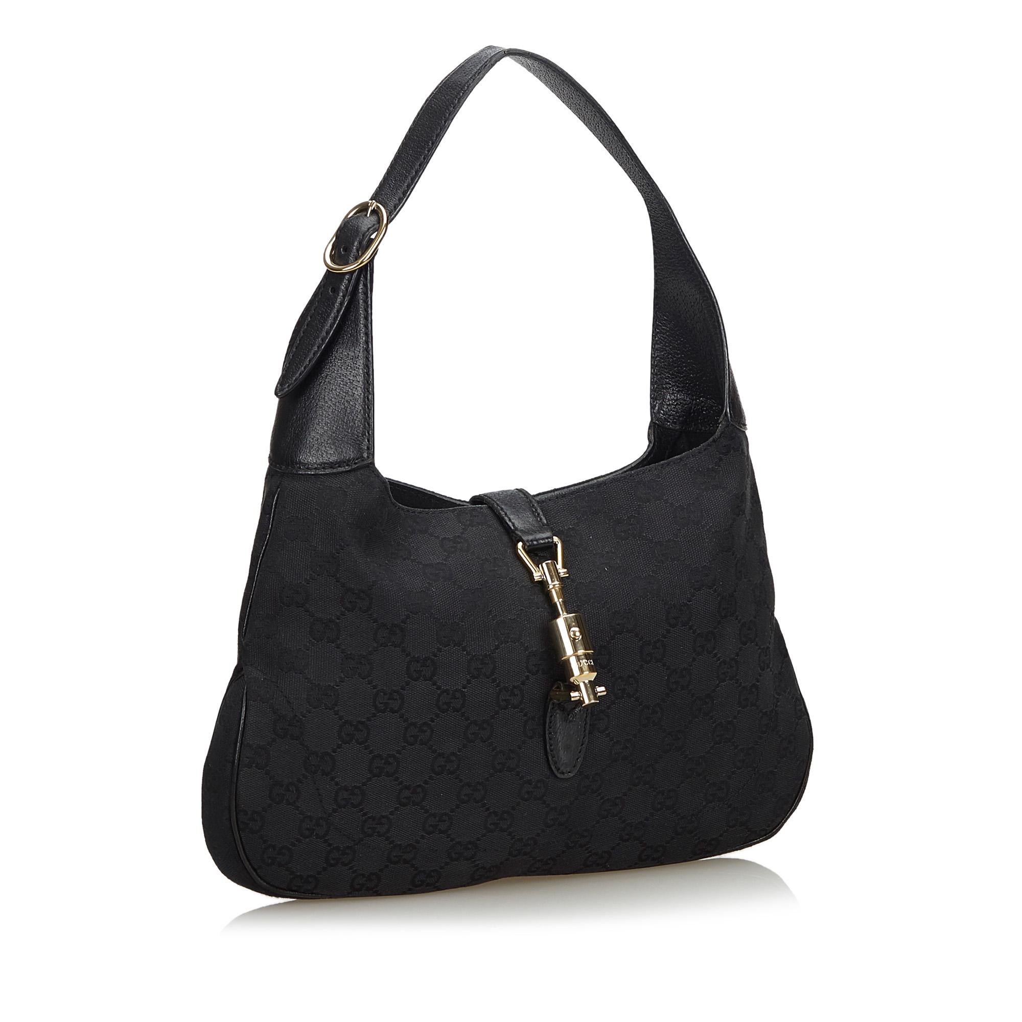 Vintage Authentic Gucci Black GG New Jackie Shoulder Bag Italy MEDIUM ...