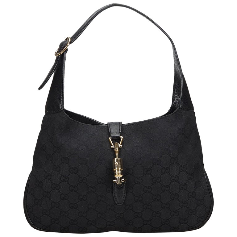 Vintage Authentic Gucci Black GG New Jackie Shoulder Bag Italy MEDIUM ...