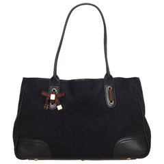 Vintage Authentic Gucci Black Large GG Princy Handbag Italy w Dust Bag LARGE