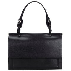 Vintage Authentic Gucci Black Leather Handbag Italy MEDIUM 