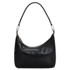 Vintage Authentic Gucci Black Leather Shoulder Bag Italy MEDIUM
