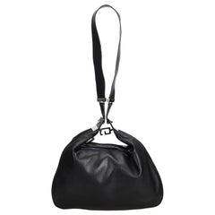 Vintage Authentic Gucci Black Leather Shoulder Bag Italy w/ Dust Bag LARGE