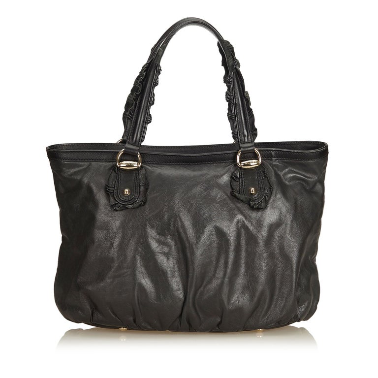 Vintage Authentic Gucci Black Leather Shoulder Bag Italy w/ Dust Bag MEDIUM at 1stdibs