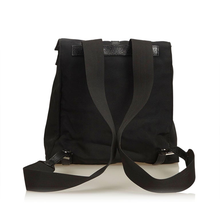 Vintage Authentic Gucci Black Nylon Fabric Jackie Backpack ...