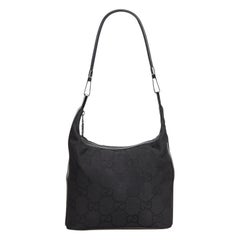 Vintage Authentic Gucci Black Nylon Fabric Shoulder Bag Italy w Dust Bag MEDIUM