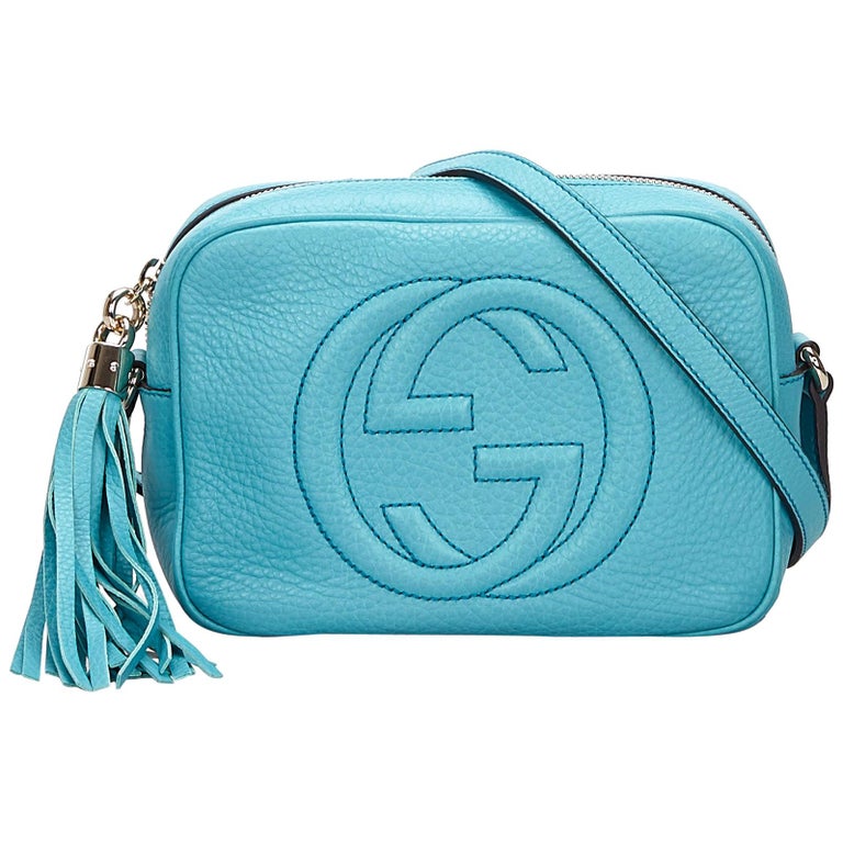 Vintage Authentic Gucci Blue Leather Soho Disco Crossbody Bag ITALY w SMALL at 1stdibs
