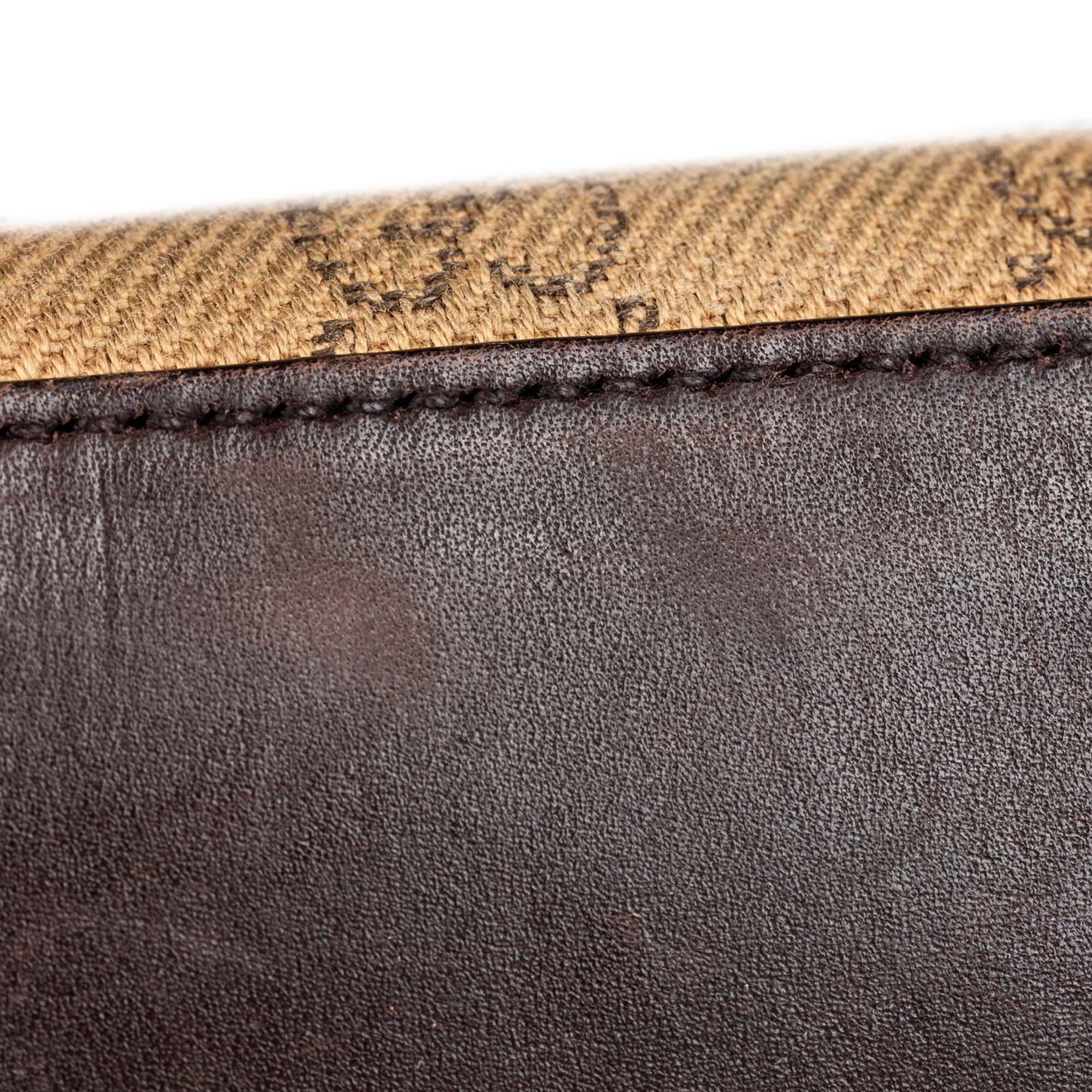 Vintage Authentic Gucci Brown Beige Canvas Fabric GG Handbag ITALY MEDIUM  6