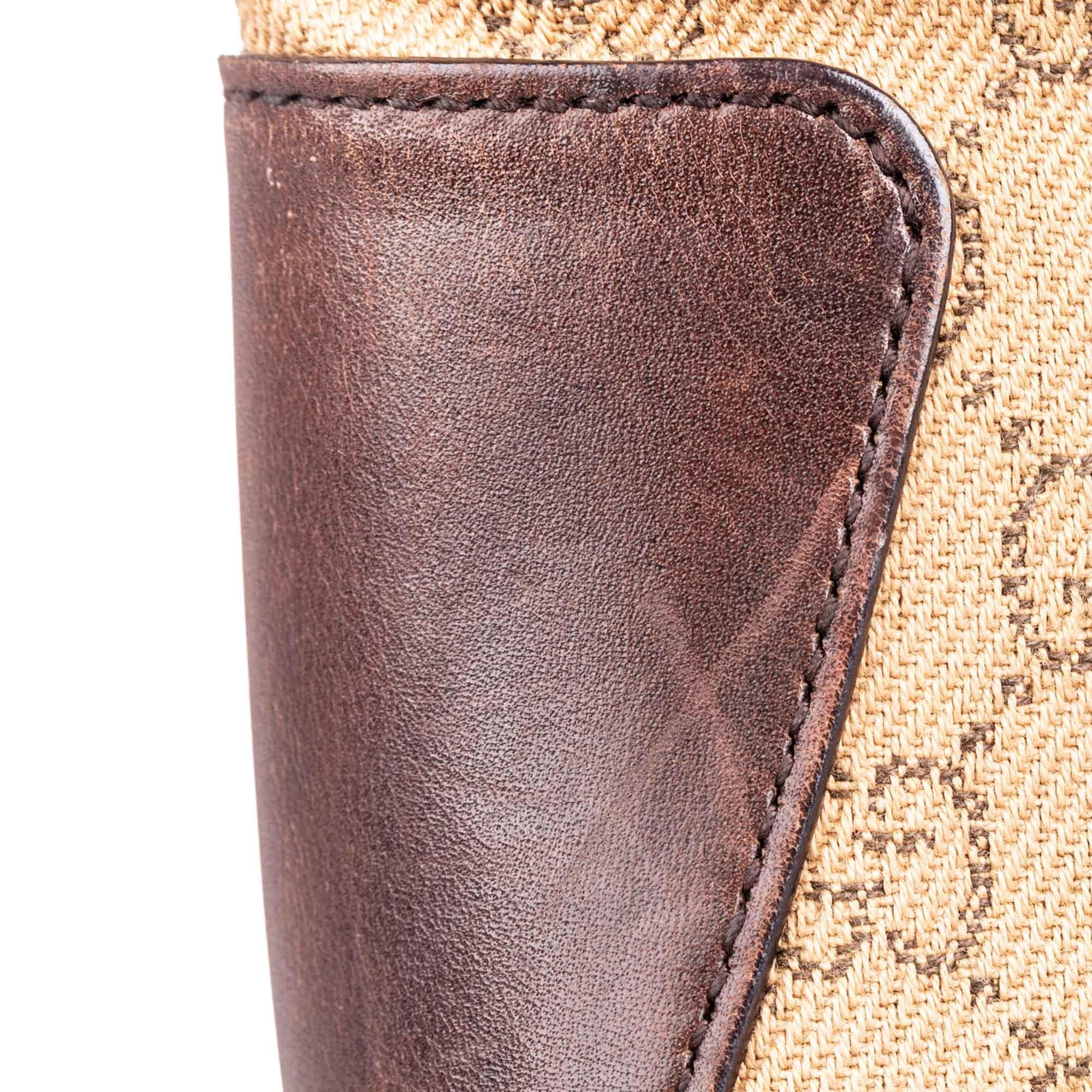Vintage Authentic Gucci Brown Beige Canvas Fabric GG Handbag ITALY MEDIUM  4