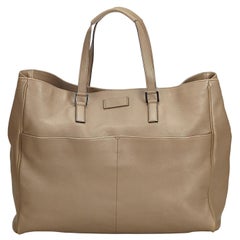 Vintage Authentic Gucci Brown Beige Leather Tote Bag Italy w/ Dust Bag LARGE Vintage Authentic Gucci Brown Beige Leather Tote Bag Italy w/ Dust Bag LARGE