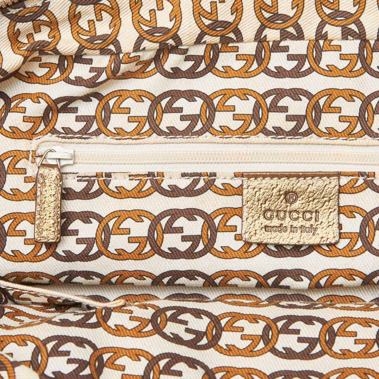 Vintage Authentic Gucci Brown Canvas Fabric GG Princy Shoulder Bag ITALY LARGE at 1stDibs