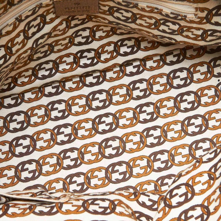 Vintage Authentic Gucci Brown Canvas Fabric GG Princy Shoulder Bag ...