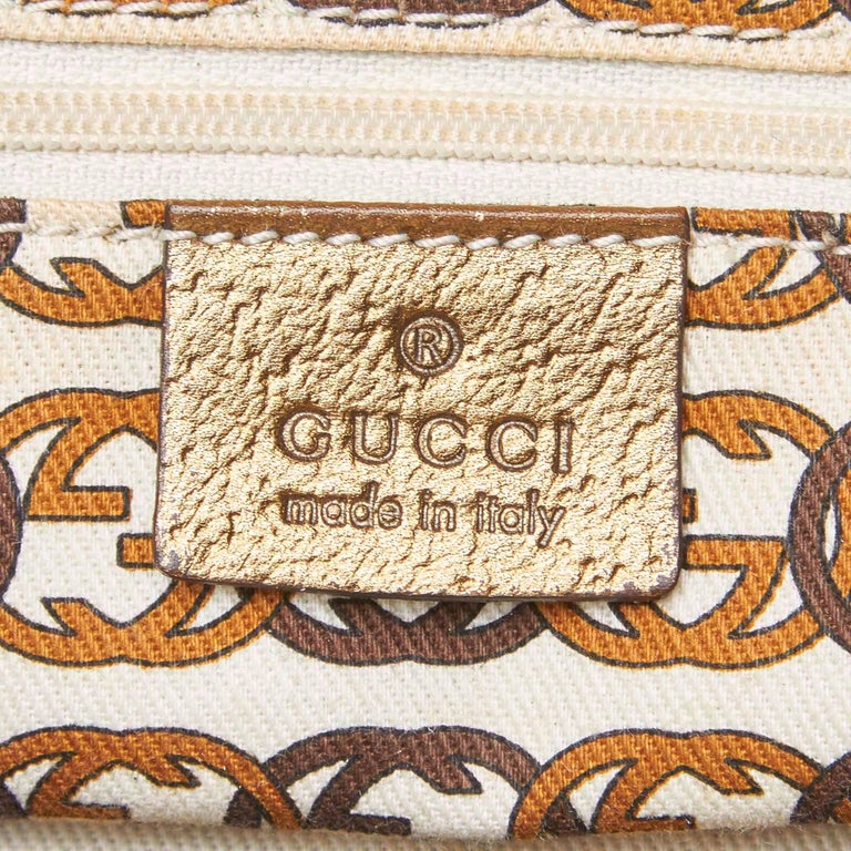 Vintage Authentic Gucci Brown Canvas Fabric GG Princy Shoulder Bag