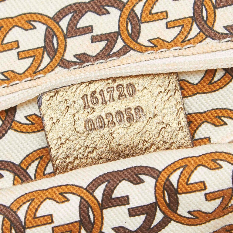 Vintage Authentic Gucci Brown Canvas Fabric GG Princy Shoulder Bag